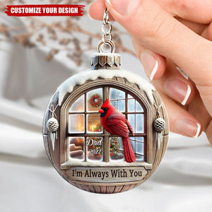 Memorial Cardinal Outside Window Sympathy Gift - Personalized Acrylic Keychain