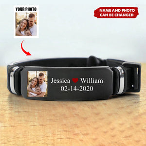 Custom Photo I Love You Always And Forever - Couple Personalized Custom Bracelet - Gift For Husband Wife, Anniversary