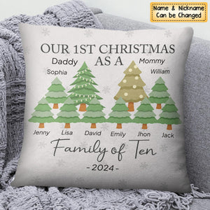 First Christmas As A Family Of Three - Personalized Pillow