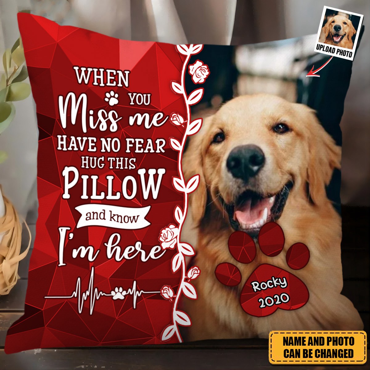 Personalized Pet Memorial When You Miss Me Pillow