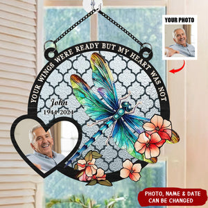 Personalized Memorial Photo Cardinal Butterfly Window Hanging Suncatcher Ornament