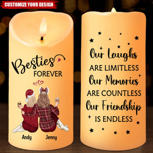 Our Friendship Is Endless Personalized LED Candle, Christmas Gift For Best Friends, BFF, Sisters