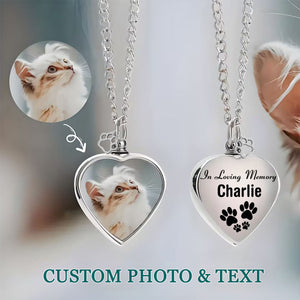 Pet Photo Memorial Urn for Ashes Pendant Custom Necklace