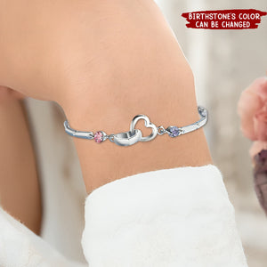 Mother & Daughter Birthstone Custom Double Diamond Double Heart Bracelet