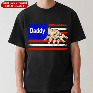 Papa Dad Hand Flag With Kids, Perfect Gift For Father's Day Personalized Shirt