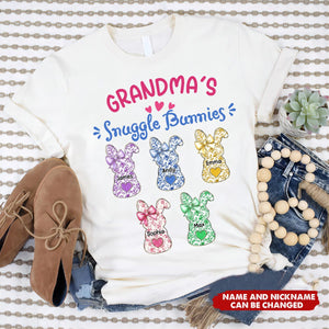 Personalized Grandmas Snuggle Bunnies Ribbon Shirt