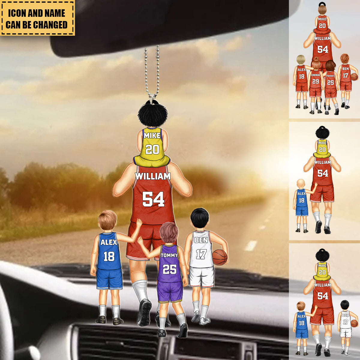 Personalized Dream Team Basketball Acrylic Car Ornament