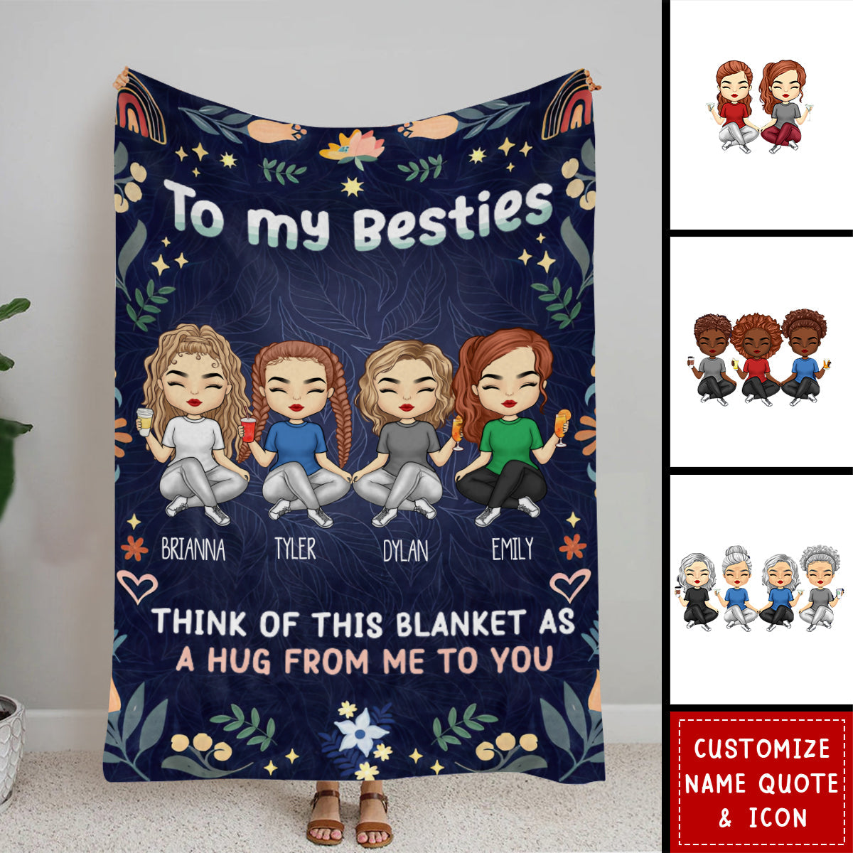 To My Besties Personalized Blanket - Gift For Best Friends, BFF, Sisters