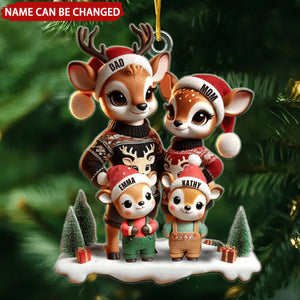 Deer Family Warm Personalized Christmas Ornament