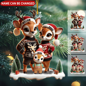 Deer Family Warm Personalized Christmas Ornament