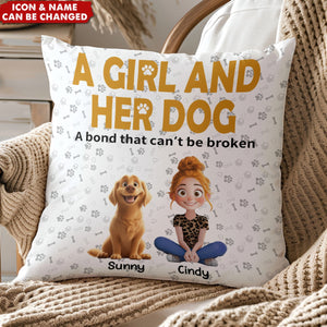 A Girl & Her Dogs Has Unbreakable Bond - Personalized Pillow