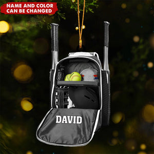 Personalized Name Softball Backpack Shaped Christmas Ornament