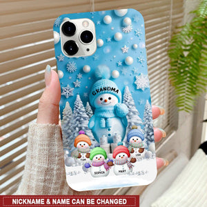 Christmas Blue Vibe Snowman Grandma Mom Colorful Kids Personalized Phone Case