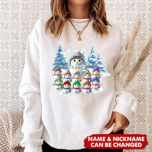 Christmas Blue Vibe Snowman Grandma Mom Colorful Kids Personalized Sweatshirt