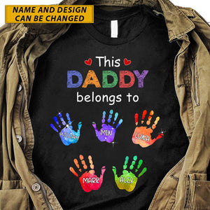 This Grandpa Belongs To Colorful Hand Grandkids - Personalized T-Shirt