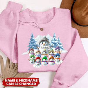 Christmas Blue Vibe Snowman Grandma Mom Colorful Kids Personalized Sweatshirt