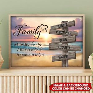 Personalized Family Street Sign Beach Landscape Poster