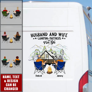 Camping Partners For Life Couple Back View Personalized RV Decal