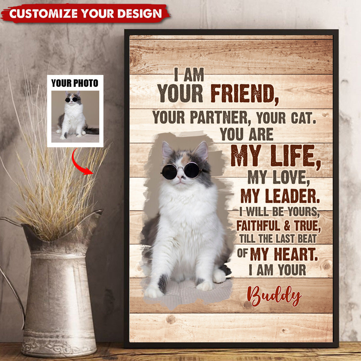 Custom Cat Photo I am Your Cat Poster - Personalized Gifts For Cat Lovers