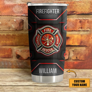 Firefighter Personalized Name Stainless Steel Tumbler