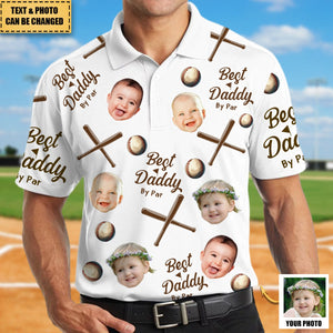 Best Daddy By Par - Personalized Photo  Baseball Polo Shirt