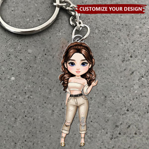 Personalized Fashion Cartoon Girl Acrylic Keychain