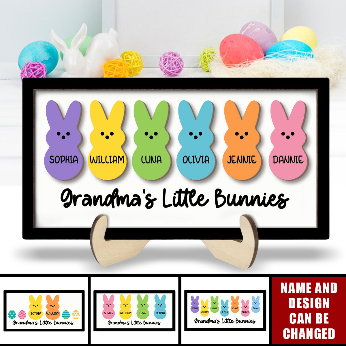 Grandma Mom Easter Gift Personalized 2-layer Wooden Plaque