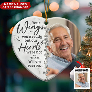 Custom Photo Forever In Our Hearts - Memorial Personalized Custom Ornament - Ceramic Heart Shaped - Christmas Gift, Sympathy Gift For Family Members