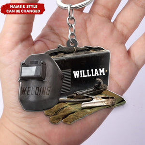 Personalized Welder And Working Tools Shaped Keychain