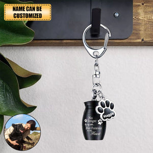 Pet Memorial Ashes Urn With Paw Print Personalized Keychain, Clasp Closure Keepsake