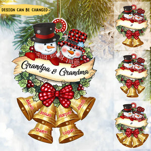 Snowman Grandma Grandpa Christmas Family Gift Personalized Acrylic Ornament