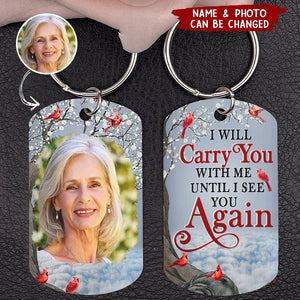 Custom Photo I'll Carry You - Memorial Gift For Family, Siblings, Friends - Personalized Stainless Steel Keychain