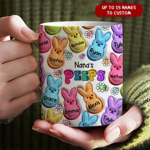 Grandma's Colorful Bunnies Personalized Mug, Easter Gift