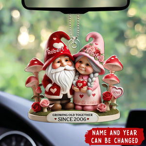 Dwarf Mushroom Old Couple Valentine's Day Gift for him, Gift for her, Personalized Acrylic Car Ornament