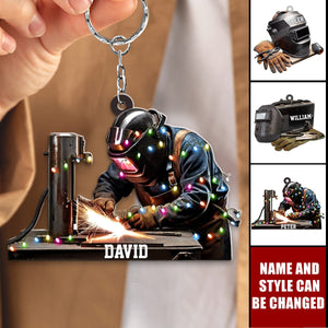 Personalized Welder And Working Tools Shaped Keychain