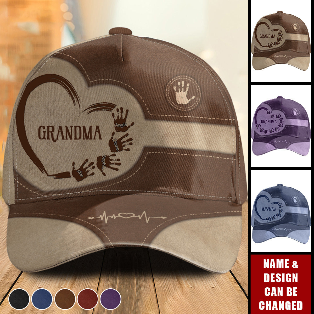 Grandma Mom Kids Handprints - Personalized Classic Cap