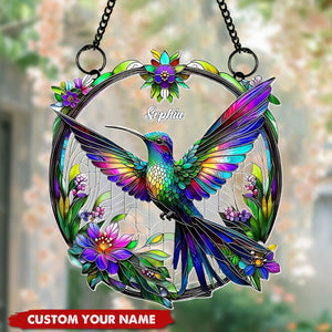 Stunning Humming Bird - Personalized Hummingbird Window Hanging Suncatcher Ornament