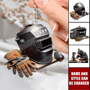 Personalized Welder And Working Tools Shaped Keychain