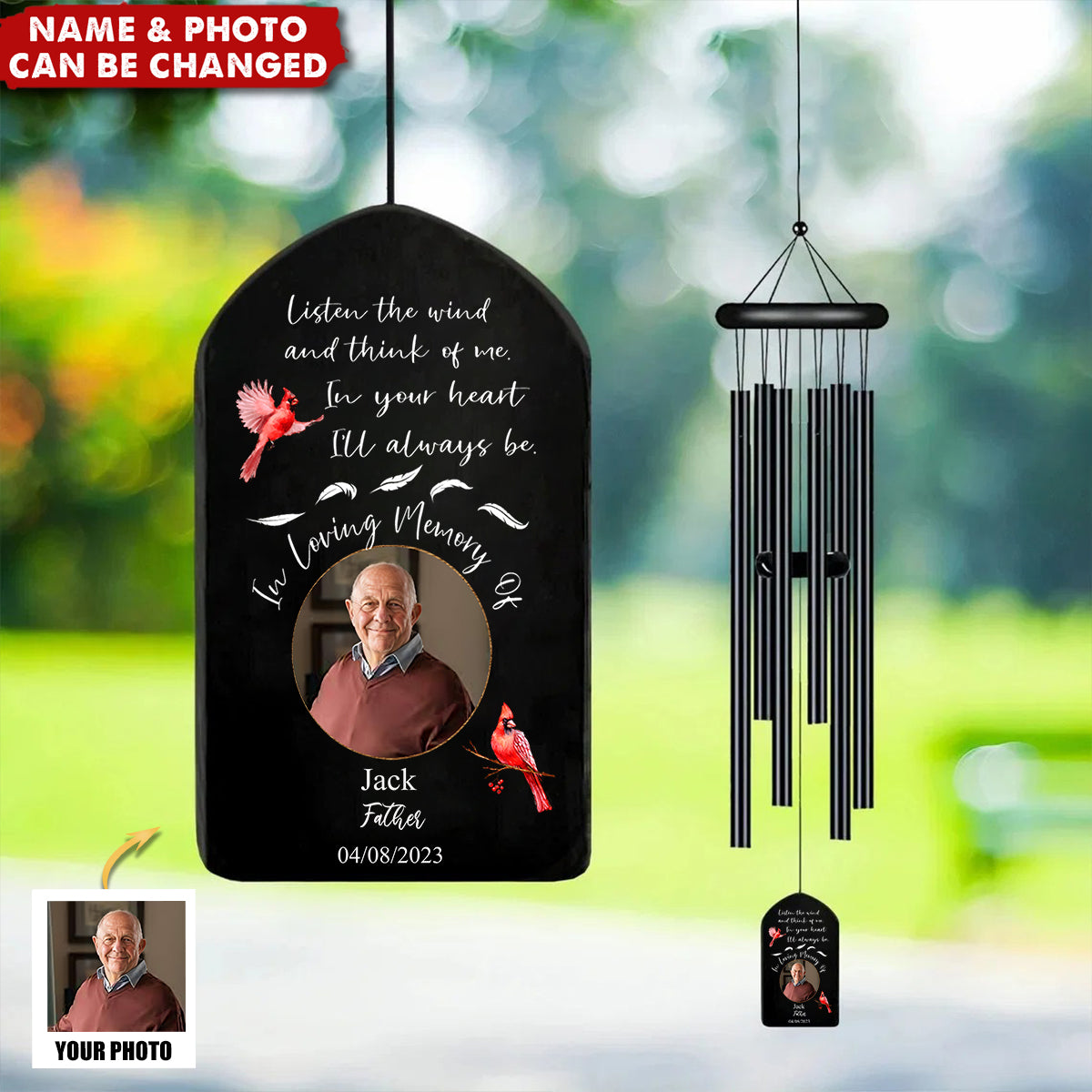 Custom Photo In Loving Memory Of You Memorial Wind Chimes