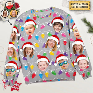 Custom Face Christmas Family Silly Xmas Leds - Personalized Photo Ugly Sweater