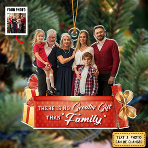 Family Custom Photo The Christmas Spirit Lives Here - Family Personalized Acrylic Ornament