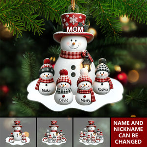 Christmas Snowman Grandma With Grandkids Personalized Acrylic Ornament