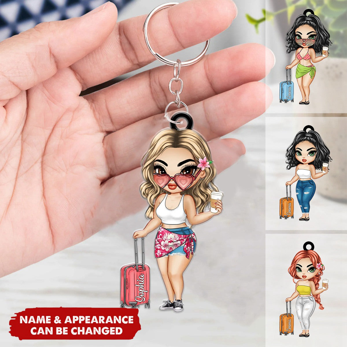 Personalized Summer Travel Is My Therapy Girl Keychain