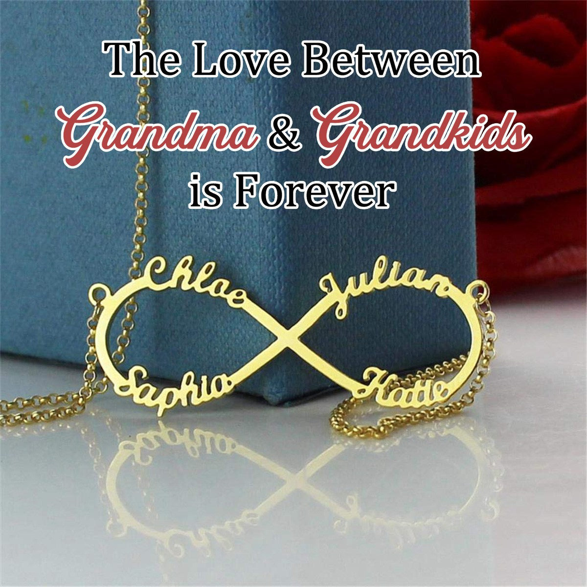 Infinity Sign With Names Personalized Necklace, Gift For Mom Grandma