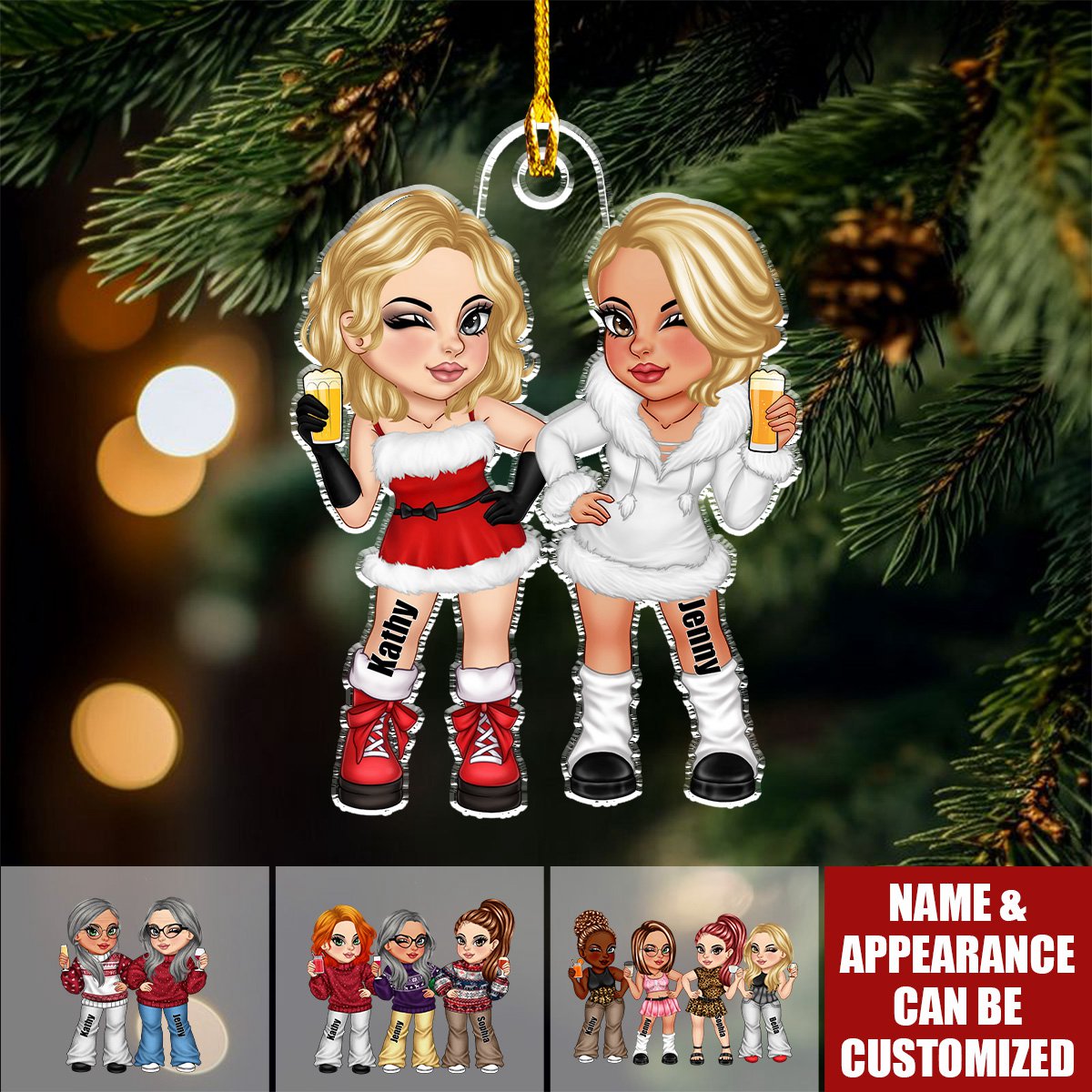 Best Friends Forever Season Y2K Style - Personalized Acrylic Christmas Ornament