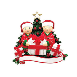 Family Under Christmas Tree Personalized Resin Christmas Ornament