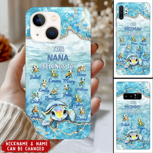 This Grandma Turtle Belongs To Grandkids Beneath Ocean Background Personalized Phone Case