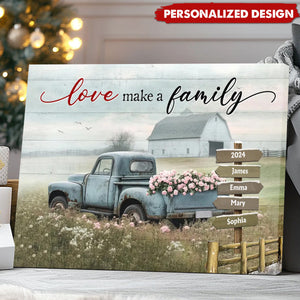 Personalized Christmas Gifts Custom Family Name Vintage Truck And Farm House Poster