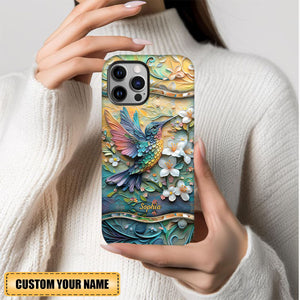 Radiant Hummingbird And Floral Harmony Personalized Name Phone Case