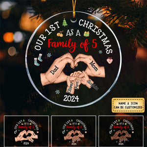 Baby's First Christmas As A Family New Member - Personalized Acrylic Circle Ornament